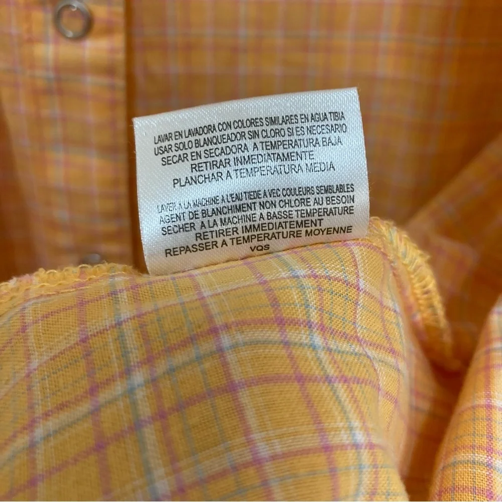 Orange with pink and aqua Wrangler Blues, Cotton, snaps, shirt Women’s XXL - Picture 7 of 7